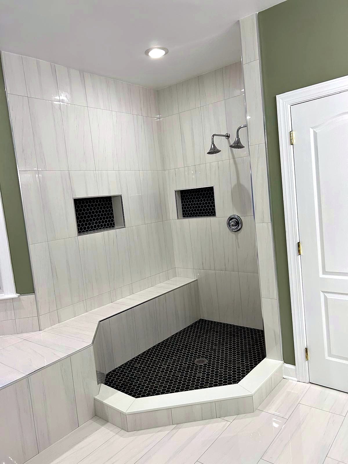 Built-in tile bench