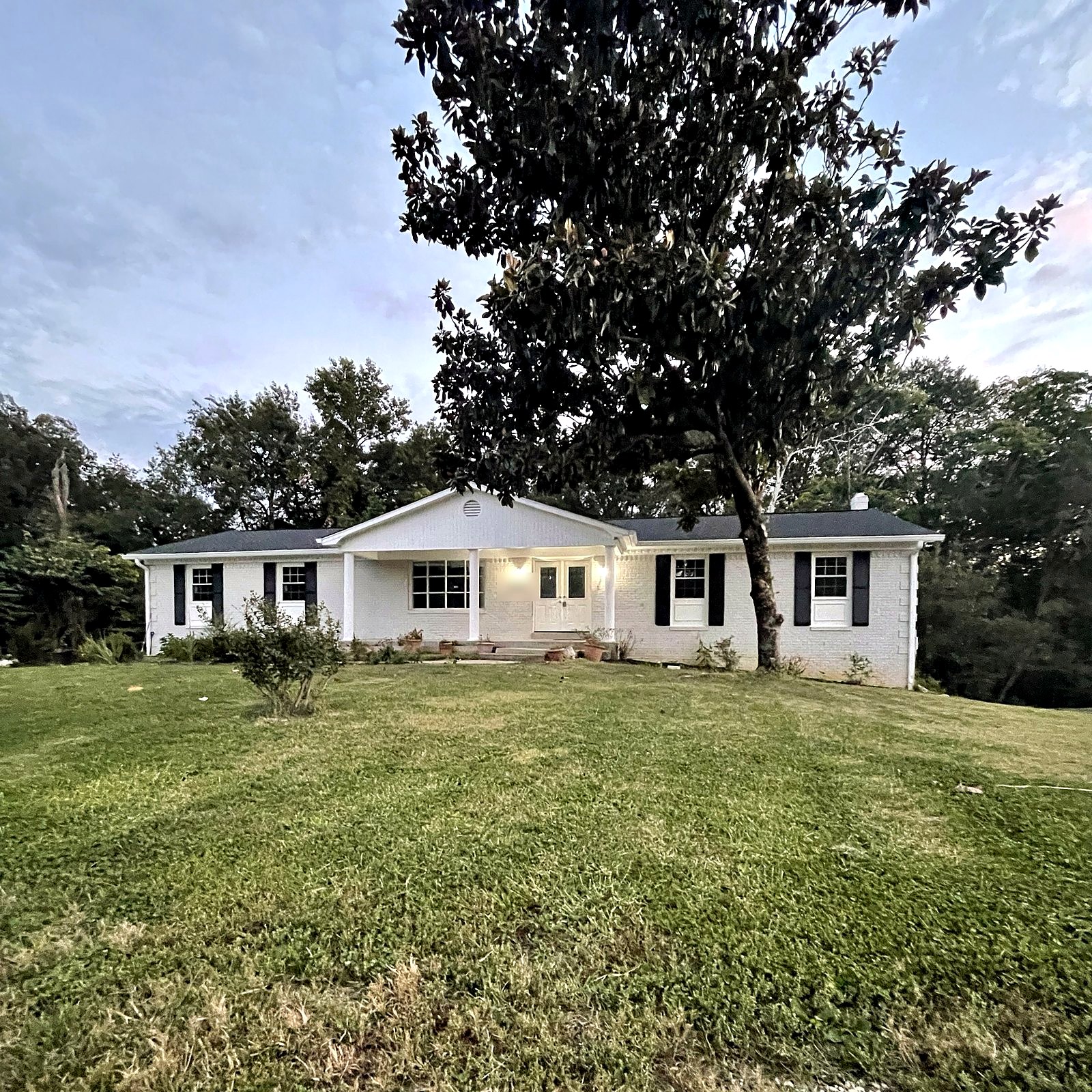 White brick rancher exterior